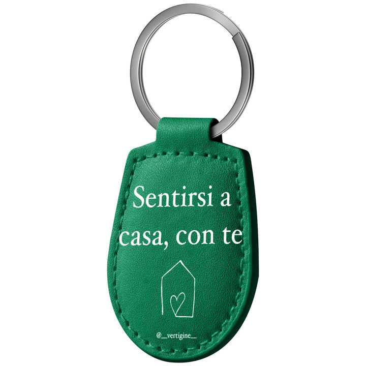 Portachiavi in pelle Sentirsi a Casa dell'album Amore con te di Vertigine con anello in metallo, Disponibili in 6 Colori, Stampa di Alta Qualità