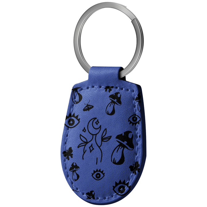 Portachiavi in pelle Goth dell'album Witchy Keychain di WonderValy con anello in metallo, Disponibili in 6 Colori, Stampa di Alta Qualità