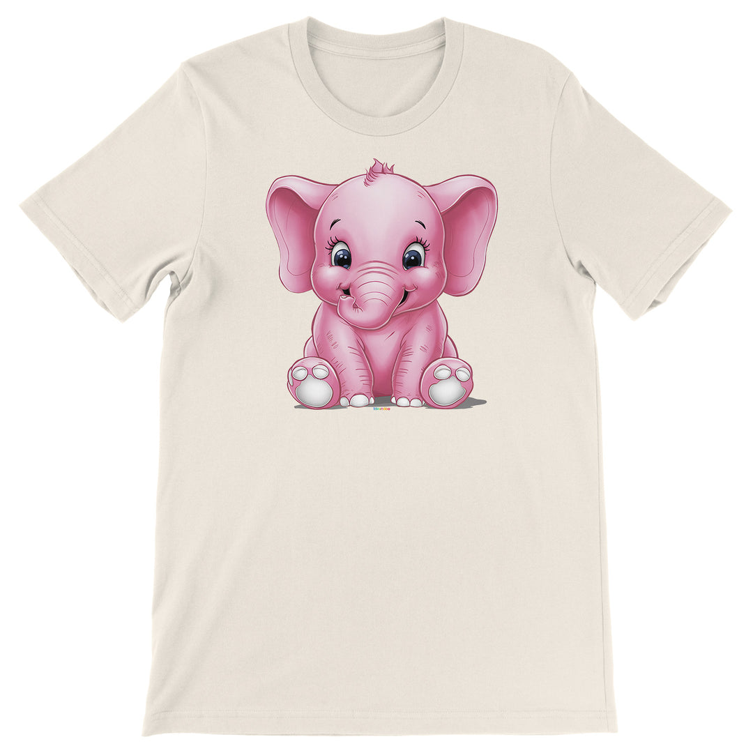 Maglietta Elefante Rosa dell'album Dolci piccoli animali di Ideandoo, T-Shirt uomo donna e bambino a maniche corte in cotone con girocollo