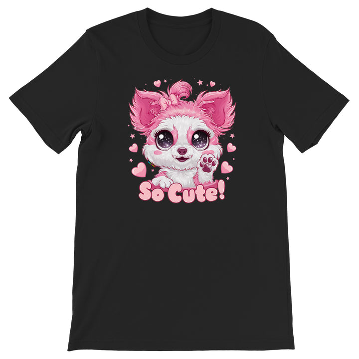 Maglietta Cagnolino Rosa dell'album Cani carini Kawaii di Ideandoo, T-Shirt uomo donna e bambino a maniche corte in cotone con girocollo