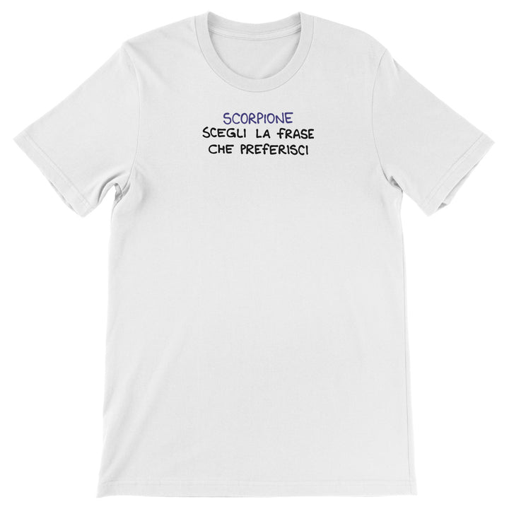 Maglietta Scorpione dell'album Segni Zodiacali Magliette di Luigi Torres Cerciello, T-Shirt uomo donna e bambino a maniche corte in cotone con girocollo