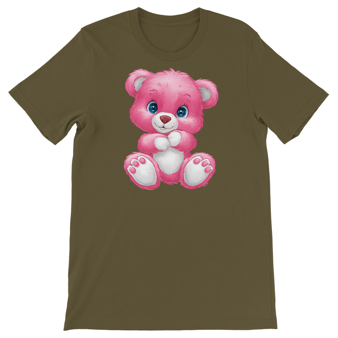 Maglietta Orso rosa dell'album Dolci piccoli animali di Ideandoo, T-Shirt uomo donna e bambino a maniche corte in cotone con girocollo