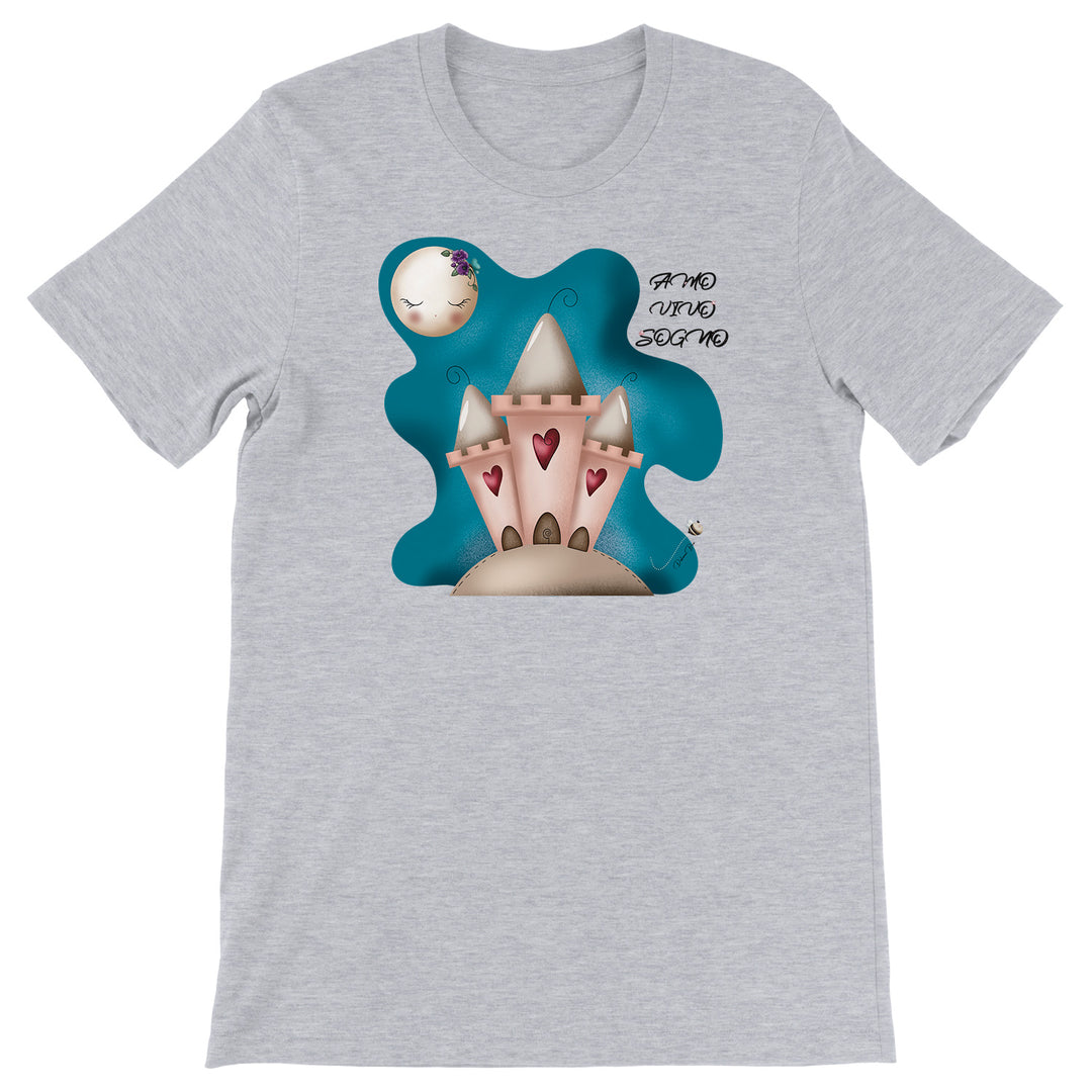 Maglietta Amo Vivo Sogno dell'album Il piccolo mondo di Debora Bee di Debora Bee, T-Shirt uomo donna e bambino a maniche corte in cotone con girocollo