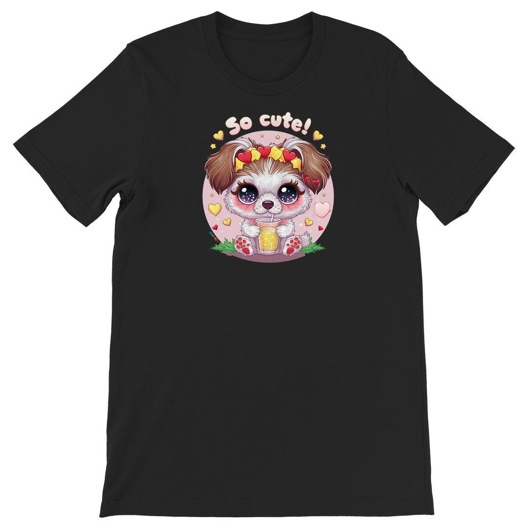 Maglietta Cagnolino con Limonata dell'album Cani carini Kawaii di Ideandoo, T-Shirt uomo donna e bambino a maniche corte in cotone con girocollo