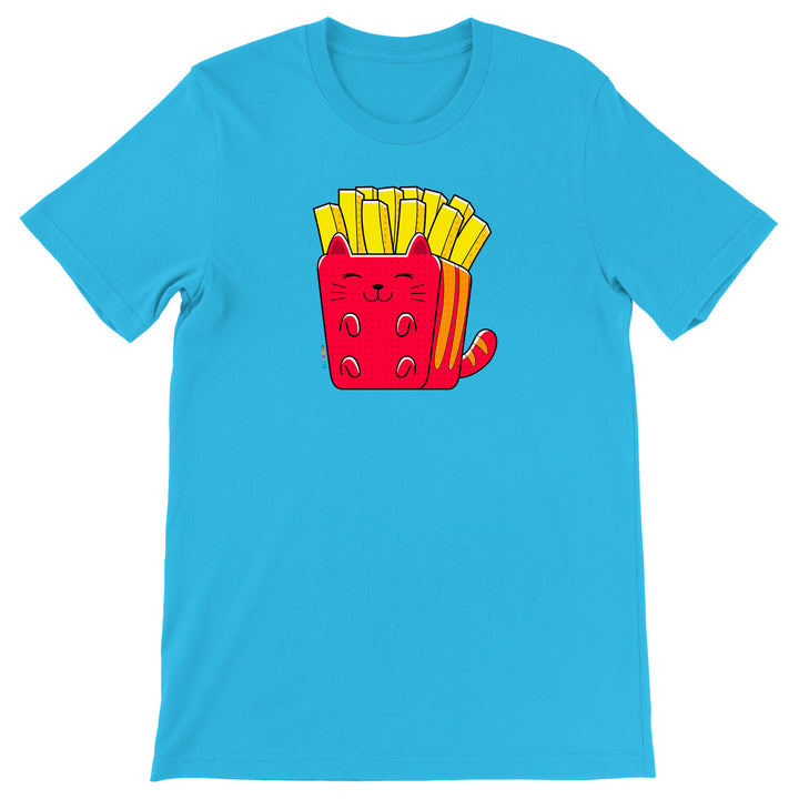 Maglietta Patatine frette dell'album Gatti adorabili kawaii di Ideandoo, T-Shirt uomo donna e bambino a maniche corte in cotone con girocollo
