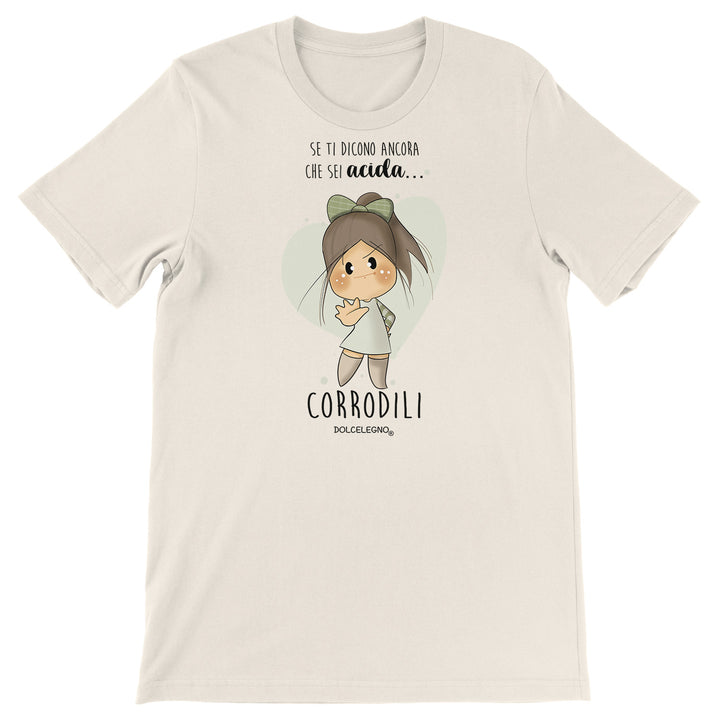 Maglietta Acida dell'album L'amore è nell'aria di DOLCELEGNO, T-Shirt uomo donna e bambino a maniche corte in cotone con girocollo