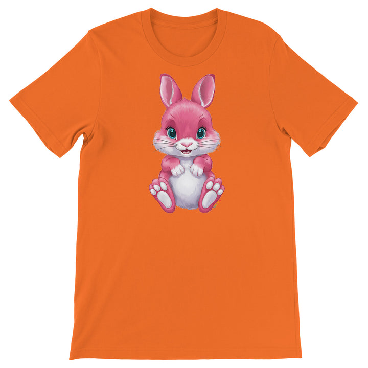 Maglietta Coniglio rosa dell'album Dolci piccoli animali di Ideandoo, T-Shirt uomo donna e bambino a maniche corte in cotone con girocollo