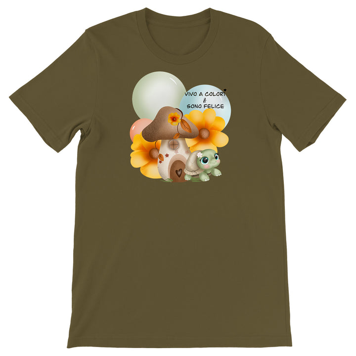 Maglietta Vivo a colori dell'album Il piccolo mondo di Debora Bee di Debora Bee, T-Shirt uomo donna e bambino a maniche corte in cotone con girocollo