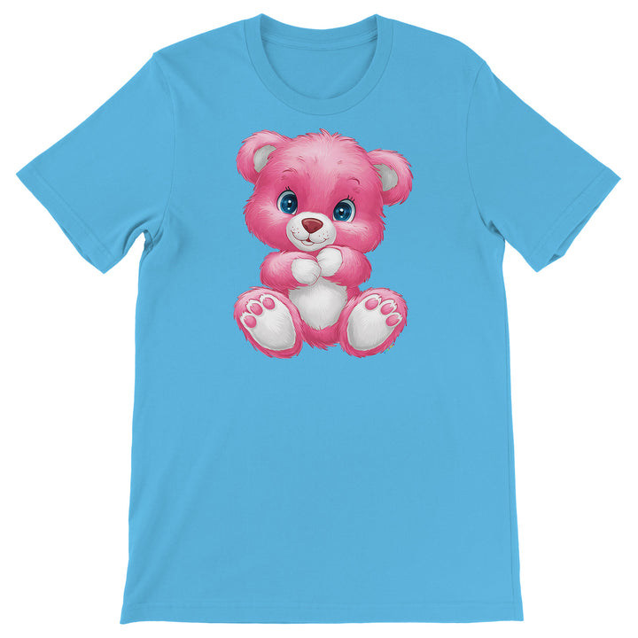 Maglietta Orso rosa dell'album Dolci piccoli animali di Ideandoo, T-Shirt uomo donna e bambino a maniche corte in cotone con girocollo