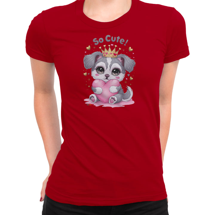 Maglietta Cagnolino con cuore dell'album Cani carini Kawaii di Ideandoo, T-Shirt uomo donna e bambino a maniche corte in cotone con girocollo