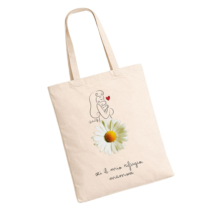 Shopper Sei il mio rifugio mamma dell'album Festa della Mamma 2026 di GiuliaEffe in cotone, utile e pratica color corda