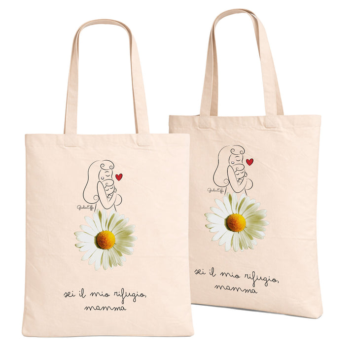 Shopper Sei il mio rifugio mamma dell'album Festa della Mamma 2026 di GiuliaEffe in cotone, utile e pratica color corda