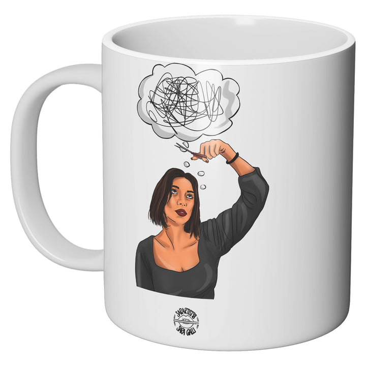 Tazza in ceramica Overthinking dell'album Tazze Artist di SarArtist perfetta idea regalo