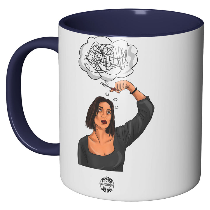 Tazza in ceramica Overthinking dell'album Tazze Artist di SarArtist perfetta idea regalo