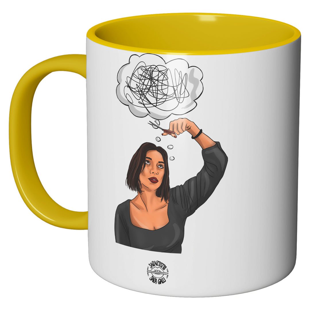 Tazza in ceramica Overthinking dell'album Tazze Artist di SarArtist perfetta idea regalo