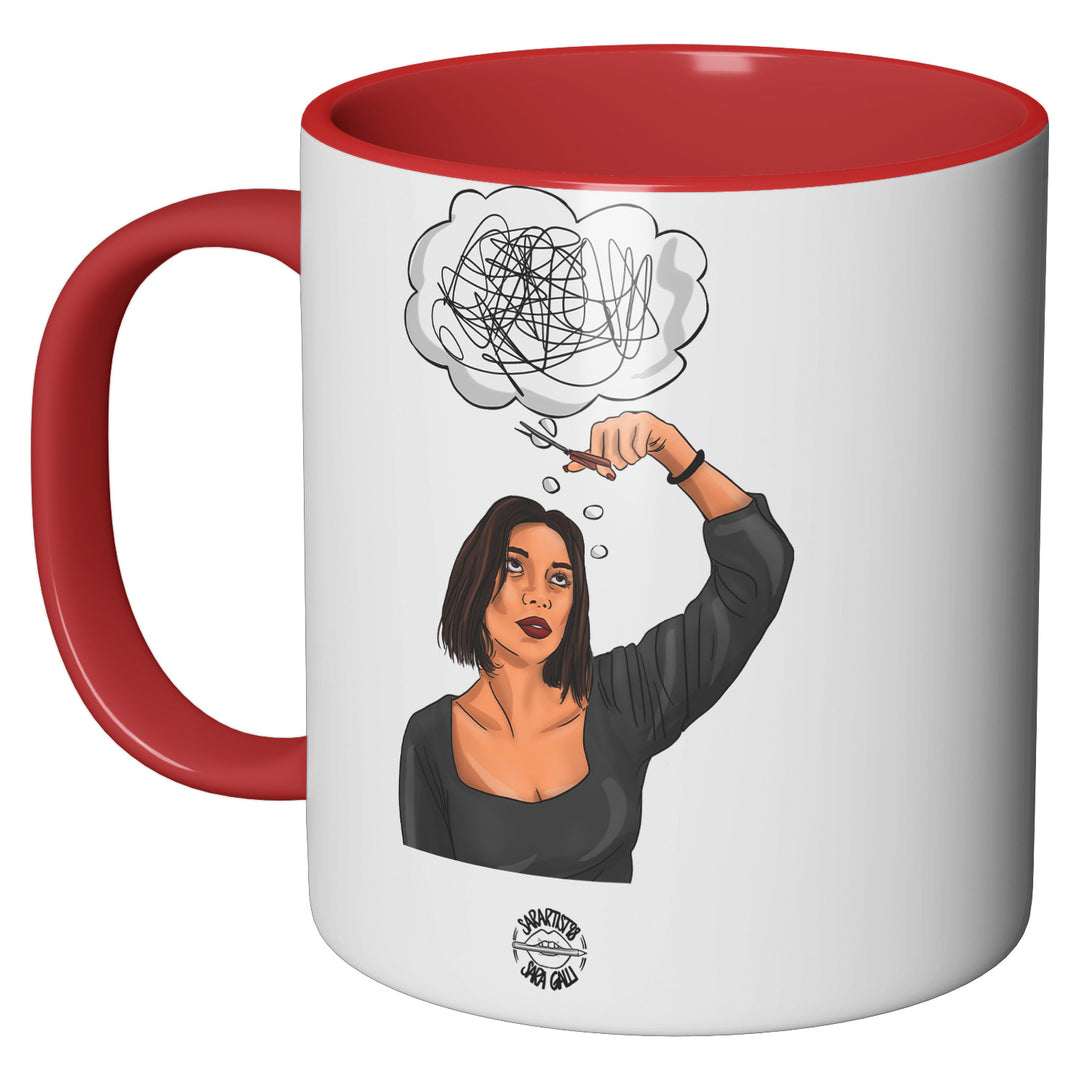 Tazza in ceramica Overthinking dell'album Tazze Artist di SarArtist perfetta idea regalo