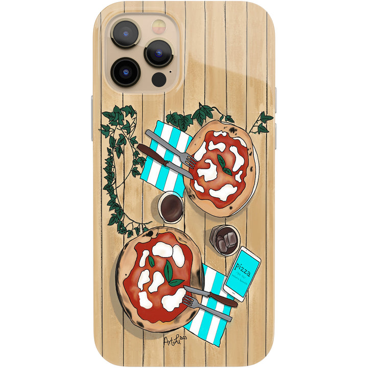 Cover pizza a tavola dell'album Food lover di Art Lu - food illustration per iPhone, Samsung, Xiaomi e altri