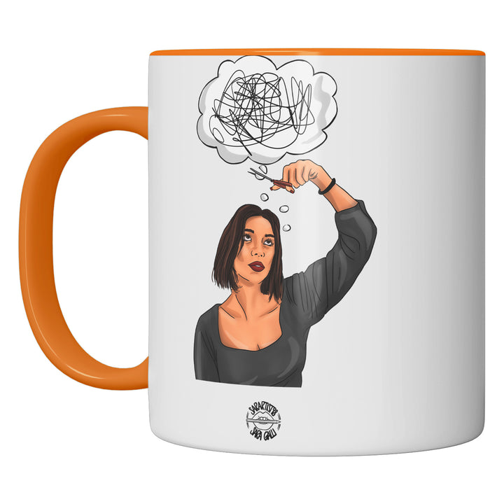 Tazza in ceramica Overthinking dell'album Tazze Artist di SarArtist perfetta idea regalo